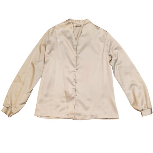 Alice Stuart Satin Buttoned Up Blouse Sz S supposed no tag - Picture 1 of 7